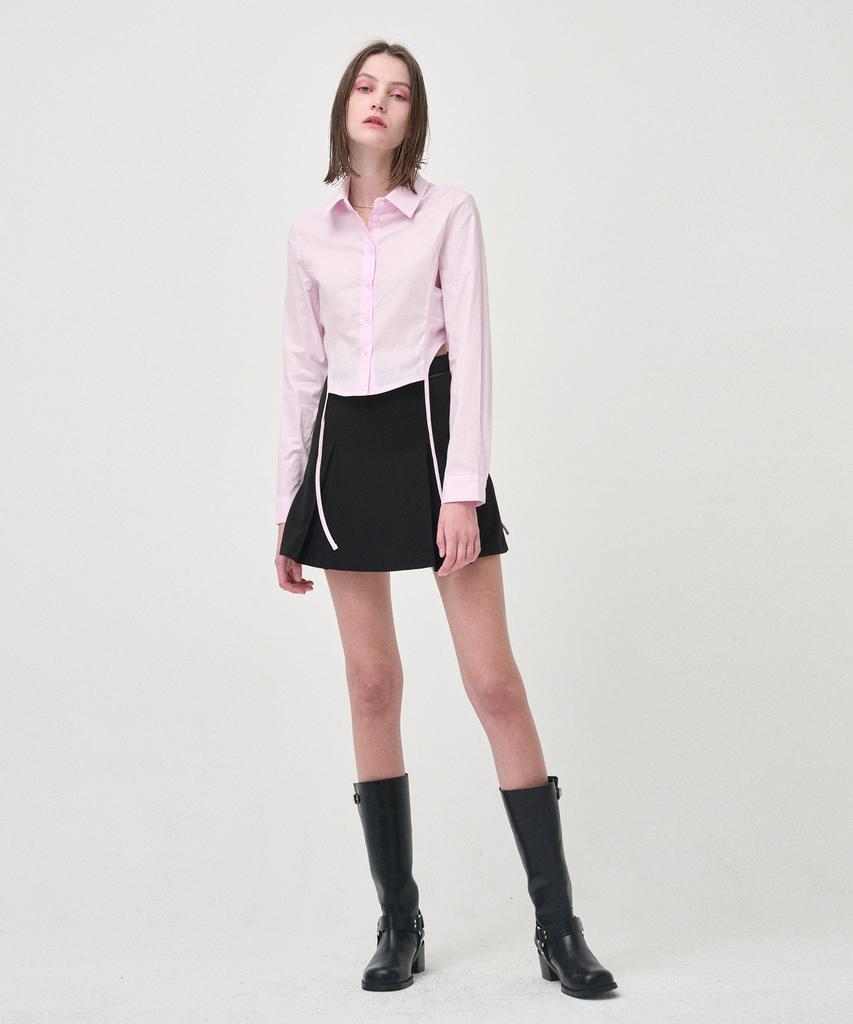ETMON Side Shirring Slim Shirt, Pink