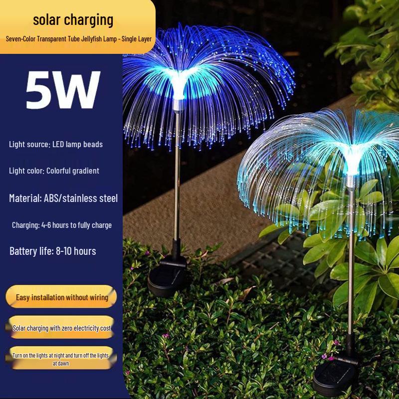 LED Solar Jellyfish Lamp: Seven-Color Stainless Steel Waterproof Outdoor Garden Light