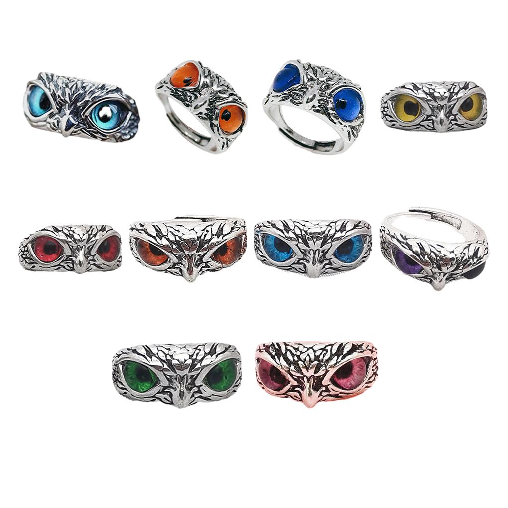 Кольцо Сова с глазом из нержавеющей стали, из сплава, регулируемого размера, кольцо с глазом, для вечеринки, повседневное, с металлическим блеском