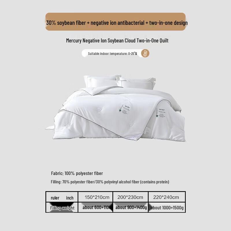 Mercury Home Textiles 30% Соевое Волокно Отрицательные Ионы Двухстороннее Одеяло
