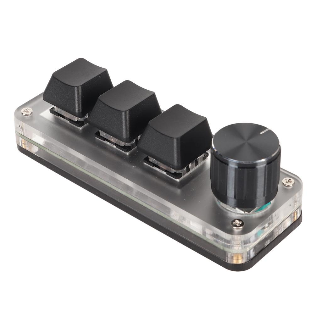 USB Mini 3-клавишная клавиатура с ручкой, программируемая своими руками, проводное подключение типа C, синий переключатель для управления одной рукой