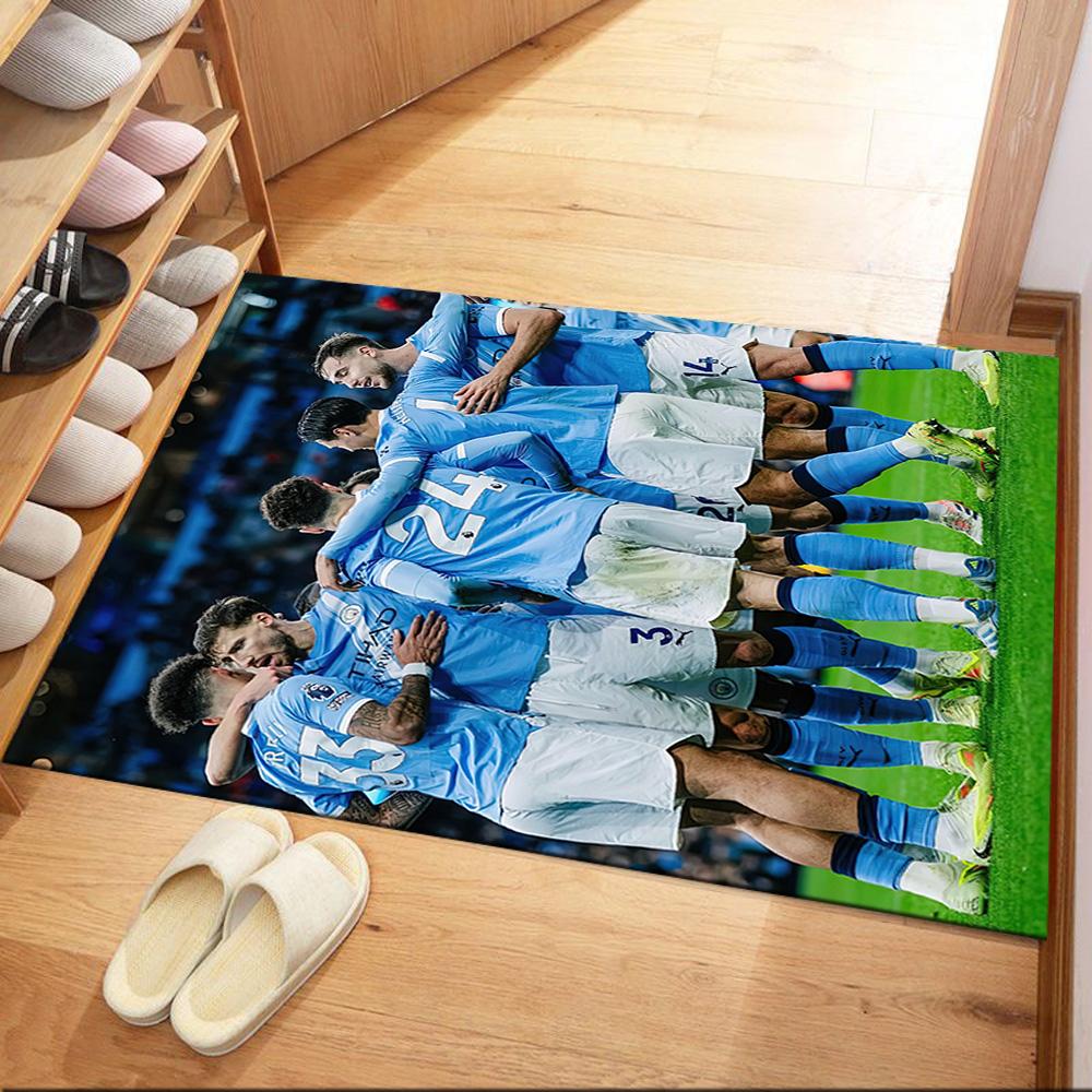 Manchester City Floor Mat Suitable For Foyer Game Room Outdoor Kitchen Antislip Carpet Anime Office Decor Perfect Gift For Womenmen