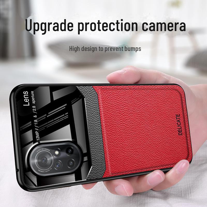 Защитный чехол с текстурой кожи для Huawei Honor V40 Light Luxury Edition - мягкий силикон, полный край, защита объектива 5G