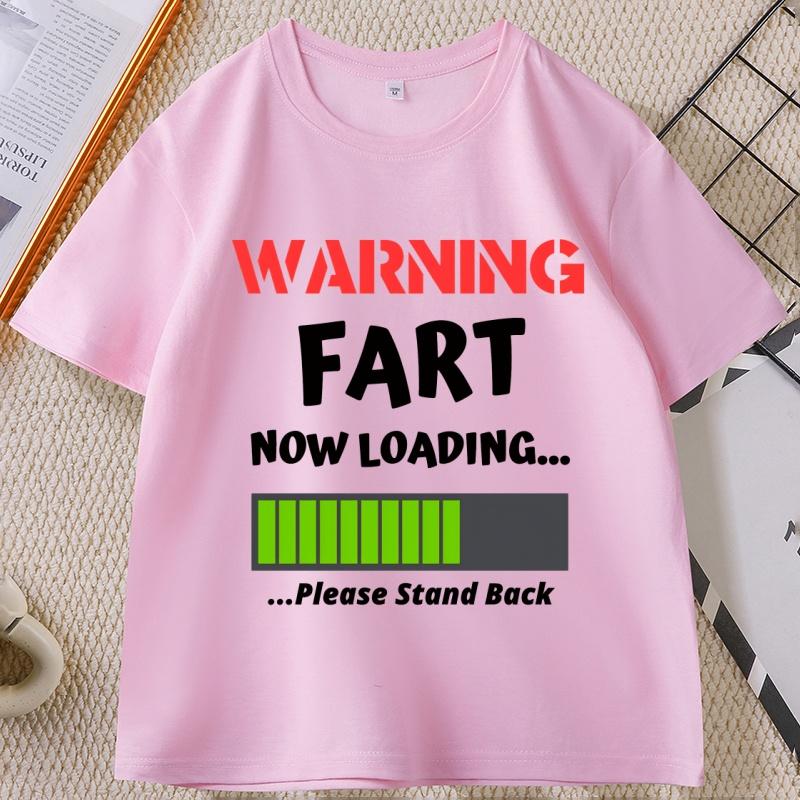 Funny Warning Fart Now Loading T Shirt Casual Round Neck Farter Graphic Tees Short Sleeve Tshirtclothing Tops