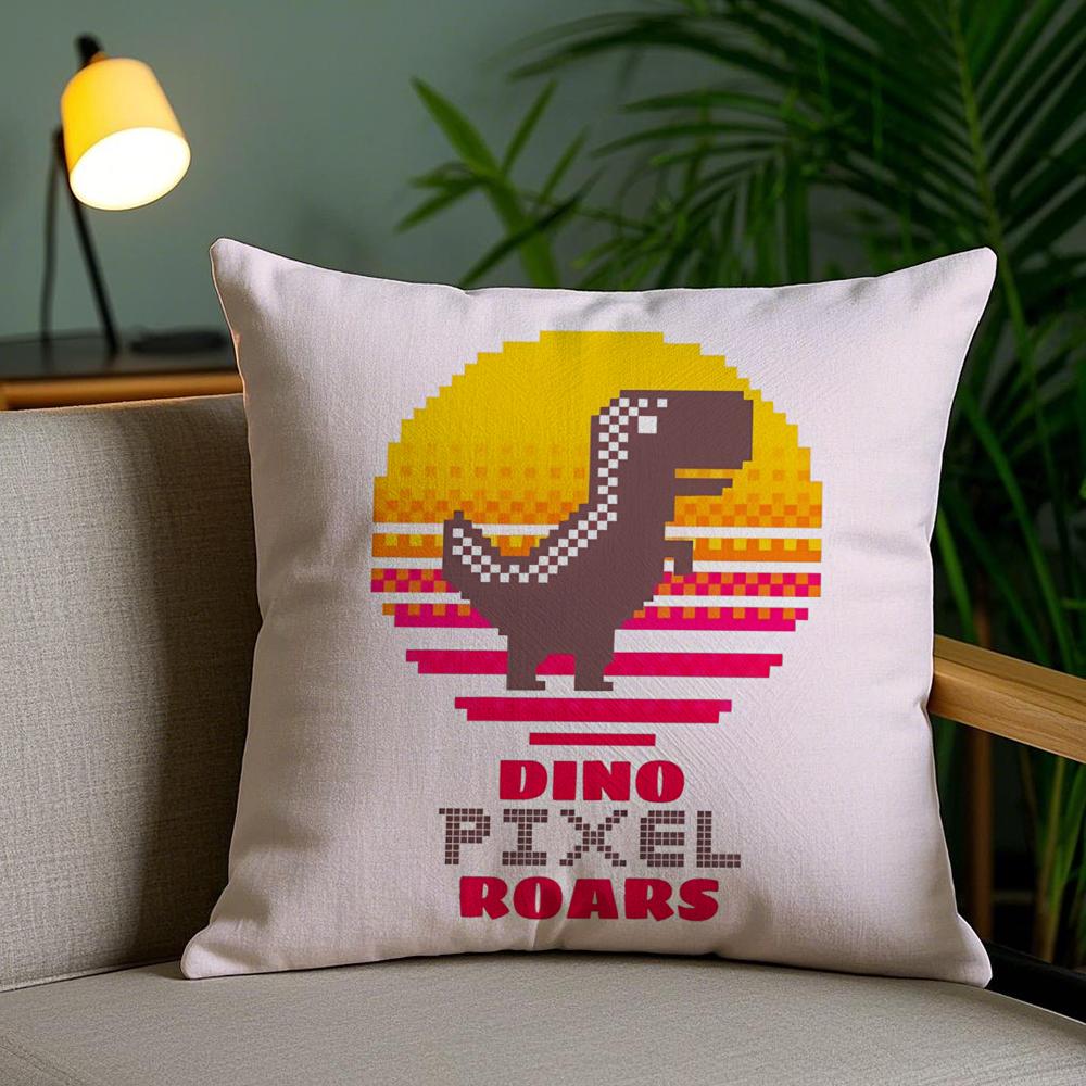 Cartoon Pixel Design Cushion Cover Plush Fabric DoubleSided Printed Invisible Zipper Sofa Pillow Case Home Bedroom Decor