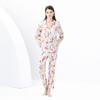 Пижамный комплект с винтажным принтом для женщин, рубашка с воротником-блейзером и брюки длиной до щиколотки, одежда для сна и отдыха
