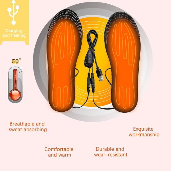 Стельки с подогревом, контроль температуры, режущие нагревательные многоразовые USB-стельки, грелка для ног