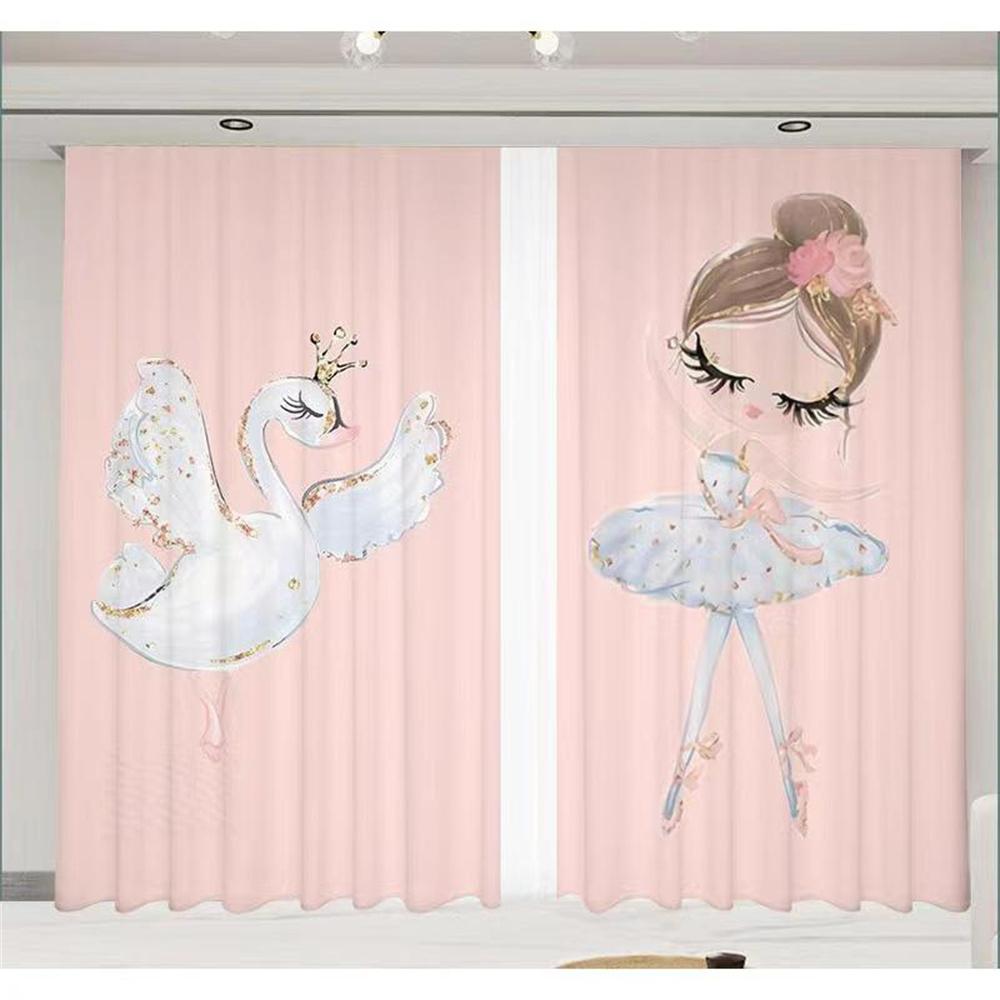 Charming Pink Star Moon Ballet Dancing Girl Digital Drape for Livingroom Space Bedchamber Princess Children ' s Space HouseholdDecoration