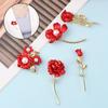 Rose Flower Decoration Female Corsage Red Rose Brooch Safety Pins Suit Accessories