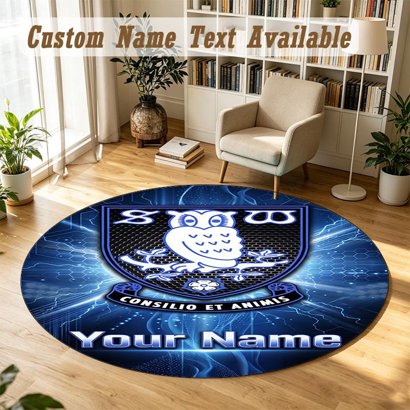 Round Rug Custom NameSheffield Wednesday FC Pattern Non Slip Carpet Home Floor Decor