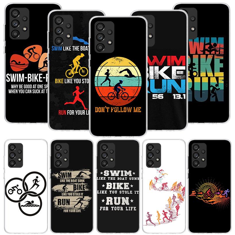 Triathlon Swim Bike Run Phone Case for Samsung Galaxy A17 A16 A15 A14 A13 A57 A56 A55 A54 A53 A37 A36 A35 A34 A33 A26 A25 A24 A2
