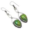 Green Turquoise Gemstone Handmade Gift For Her Silver Jewelry Earrings 1.5''