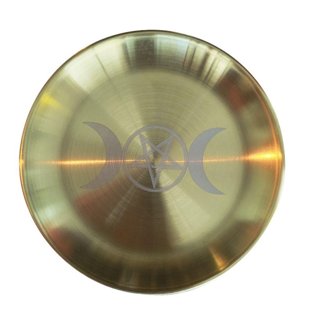 Stainless Steel Candelabra Tray Dowsing Divination Pentagram Altar Plate Candlefoot plate Prayers