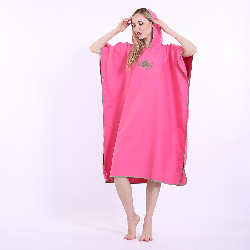 Hooded Microfiber Beach Poncho: Portable Wearable Towel Robe