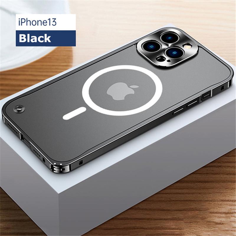 Металлический магнитный чехол для телефона iPhone 15 11 12 13 14 15 Pro Max 14plus для Magsafe с беспроводной зарядкой, алюминиевые матовые полупрозрачные чехлы