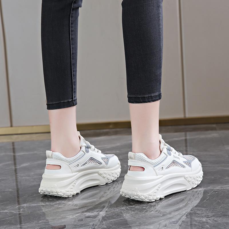 CRLAYDK 2024 Летняя мода Женские массивные кроссовки Ажурная сетка Платформа На шнуровке Повседневные кроссовки для папы Ходьба Медсестра Теннис