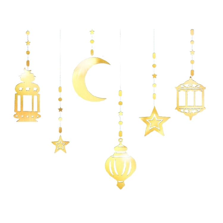 6Pcs Star Moon Garlands Hanging Streamers Banners for Eid Ramadans Backdrops Muslims Party Supplies Ceiling Garlands