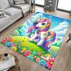 1 шт. Ковер с единорогами и цветами, Очень большой, Нескользящий, Для пола, Офиса, Семьи, Спальни, Студии, Большой ковер, Ковер для помещений