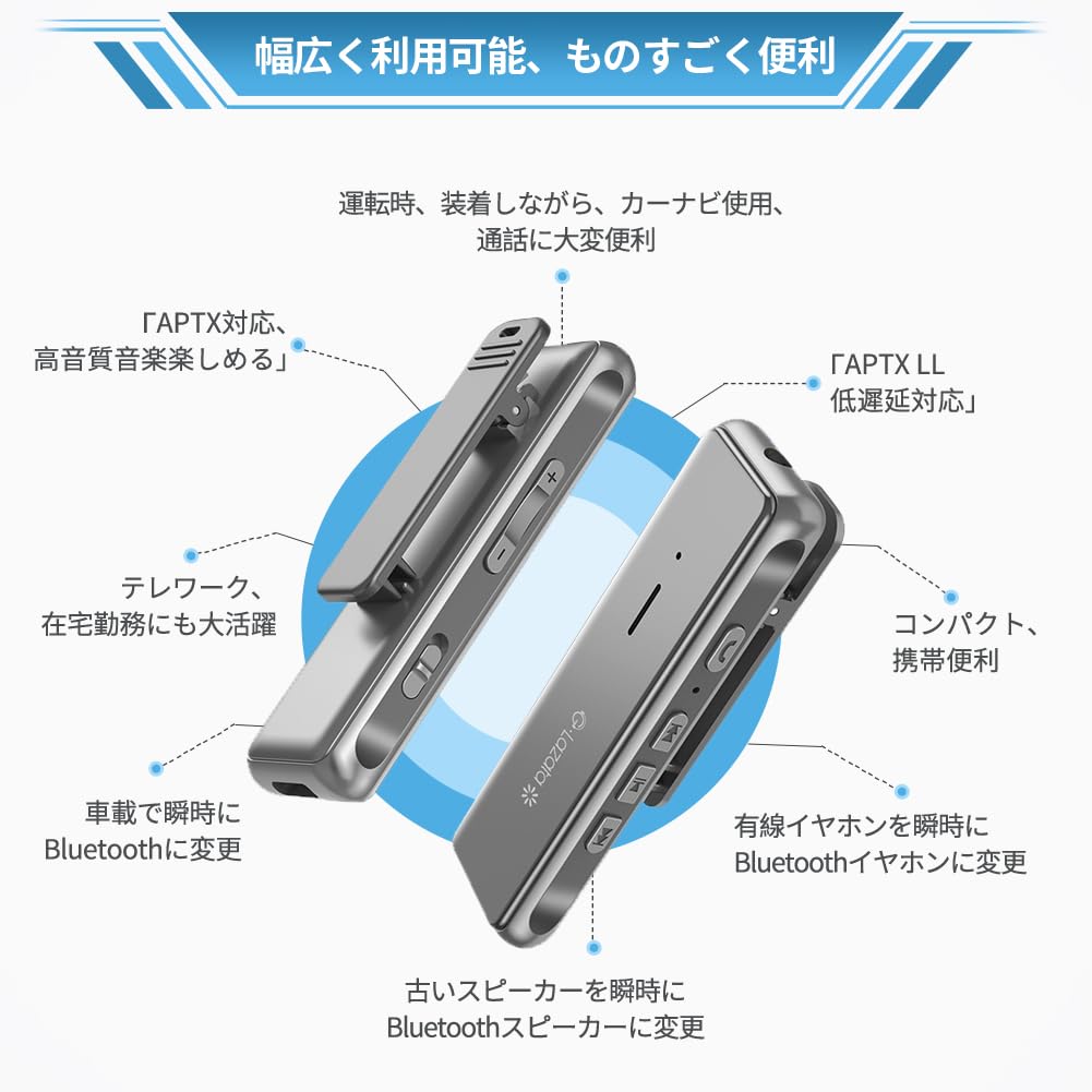 Беспроводной аудиоприемник Glazata с задержкой Bluetooth, совместимый с aptX LL, чип Qualcomm Smart Chip MEMS, высокочувствительный микрофон, совместимый с музыкальными звонками