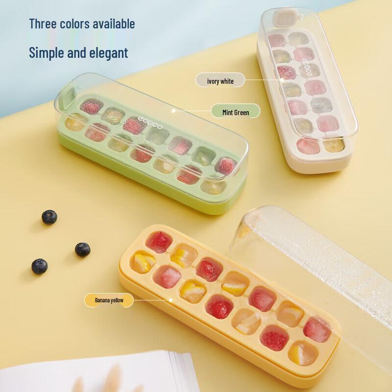 ecoco Press-Type 7-Grid Ice Cube Tray with Lid