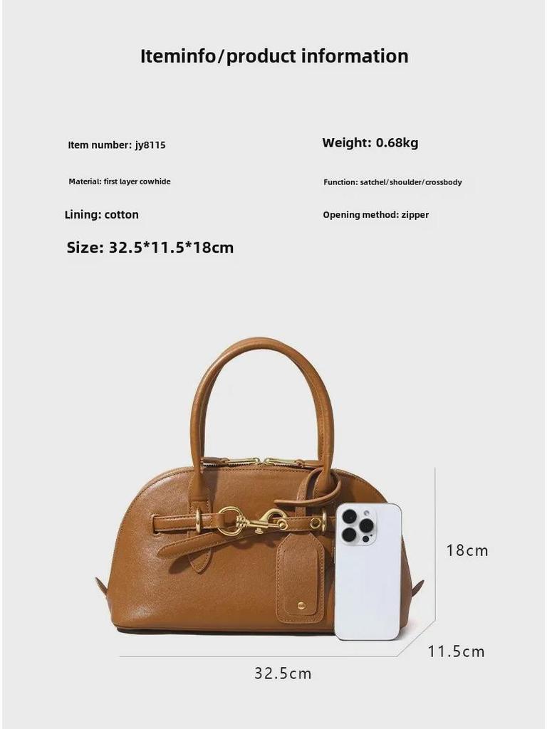 2024 Women's Autumn Genuine Leather Shoulder & Messenger Bags - Large Capacity, Fashionable, High-End Tote for Commuting