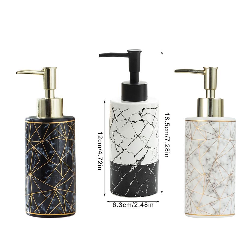 300ml Marble Ceramic Lotion Dispenser Refillable Soap Pump Bottle Empty Bottle Upgrades for Hand Sanitizer and Shampoo