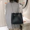 Women Casual Bag Black Versatile High Capacity Chain Bag Vintage Single Shoulder Messenger Handbag