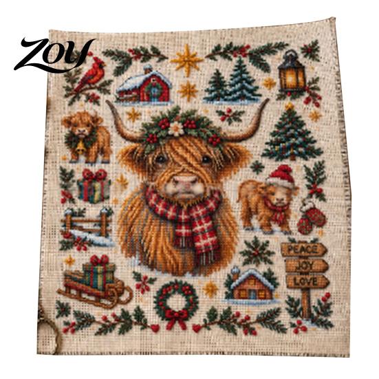 Beginner Friendly Stitching Kits Christmas Animal Cross Stitch Kit, Holiday Embroidery Starter Seasonal Home Decor Patterns Pattern, Festive Craft Kit