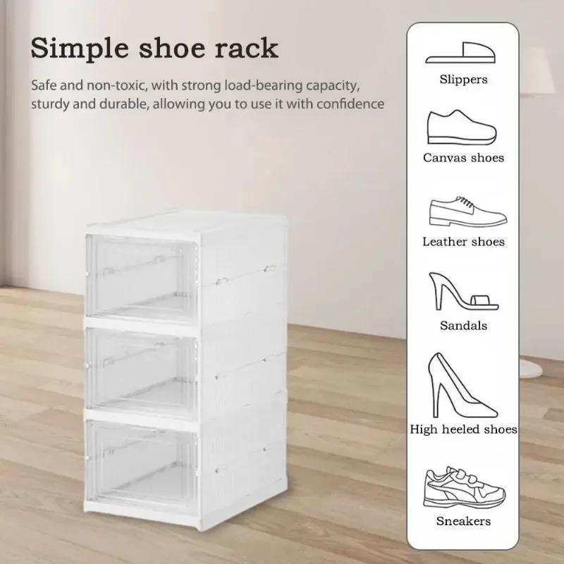 3 or 6 Tier Transparent Shoe Organizer Foldable Stackable Dustproof Sneaker Display Rack Home Space-Saving Storage Cabinet Rack
