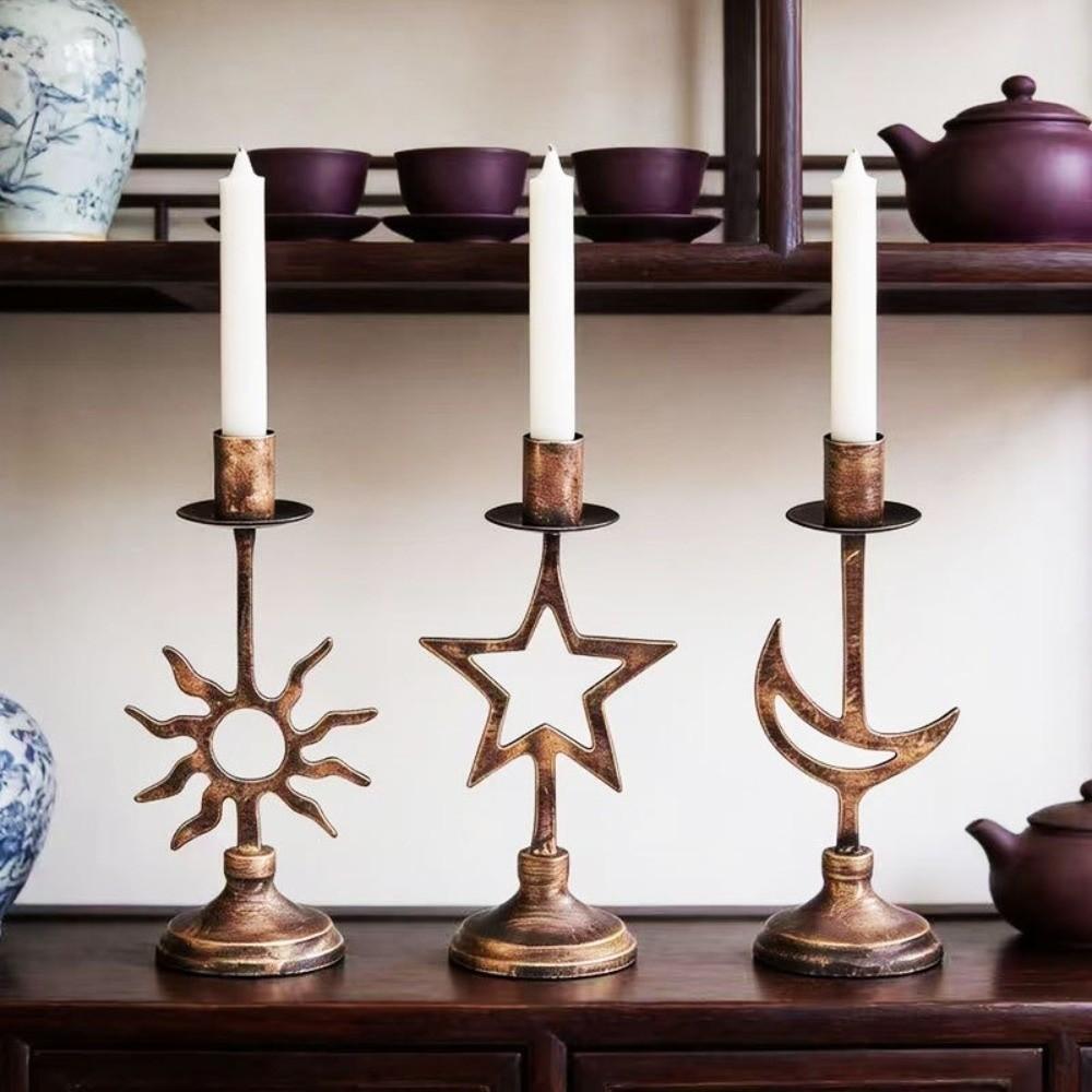 Vintage Stars Candle Holder Handicraft Hollow Candle Holders Modern Candle Stand Dining Table
