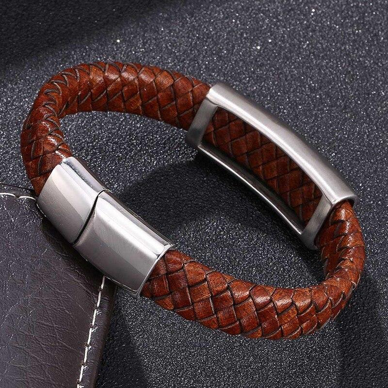 Новые винтажные мужские браслеты из натуральной кожи с подвесками, застежками, модные ювелирные изделия, мужские браслеты
