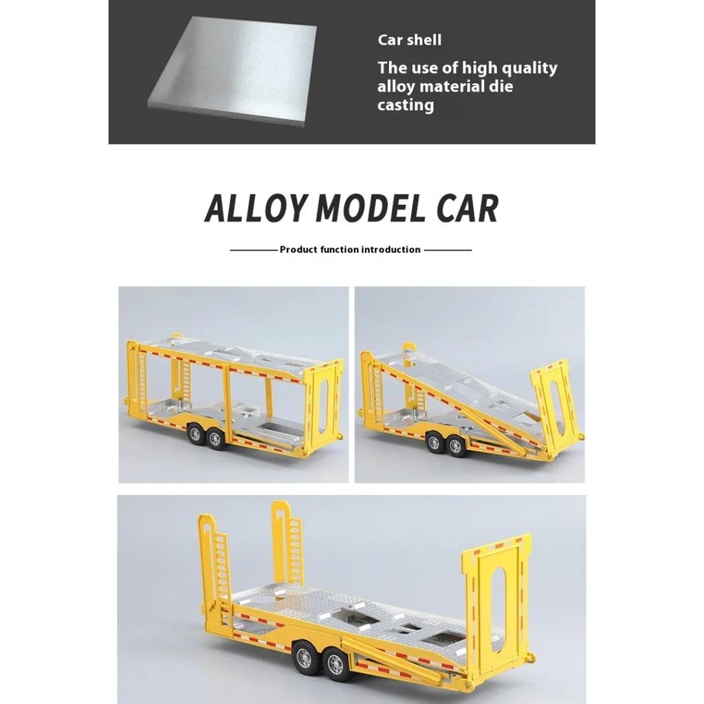 1/24 Mercedes Benz Double Decker Flatbed Transport Vehicle Alloy Diecast Metal Car Model Sound and Light Science Education Series