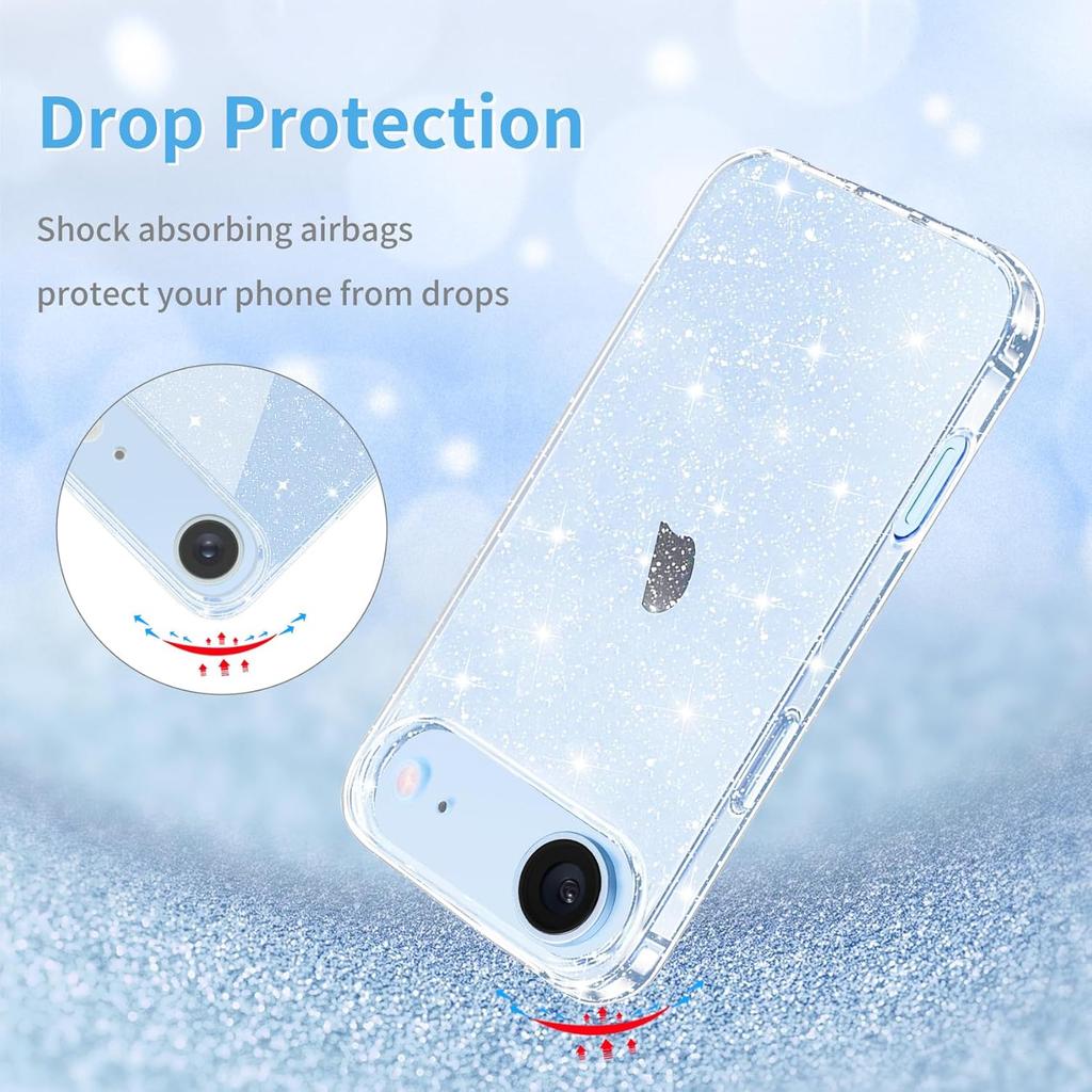 Clear Glitter Soft TPU Case For iPhone Air 17 Pro Max 16E 16 E 15 Plus 14 13 Mini 12 11 X XS XR SE 2022 2020 8 7 6 Women Girls Phone Cover Accessories