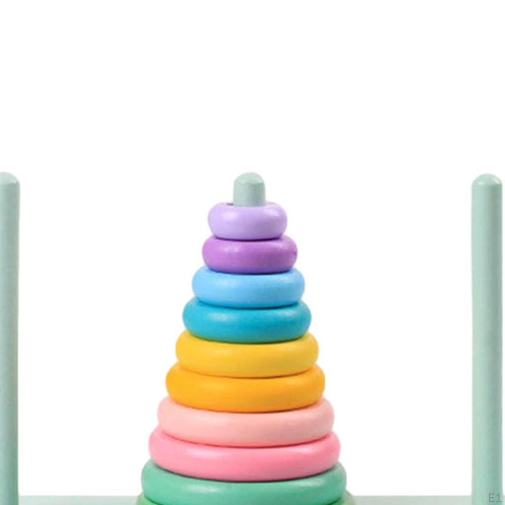Wooden Stacking Rings Toy Sensory Intellectual Stacker Montessori for Ages 6+ Months