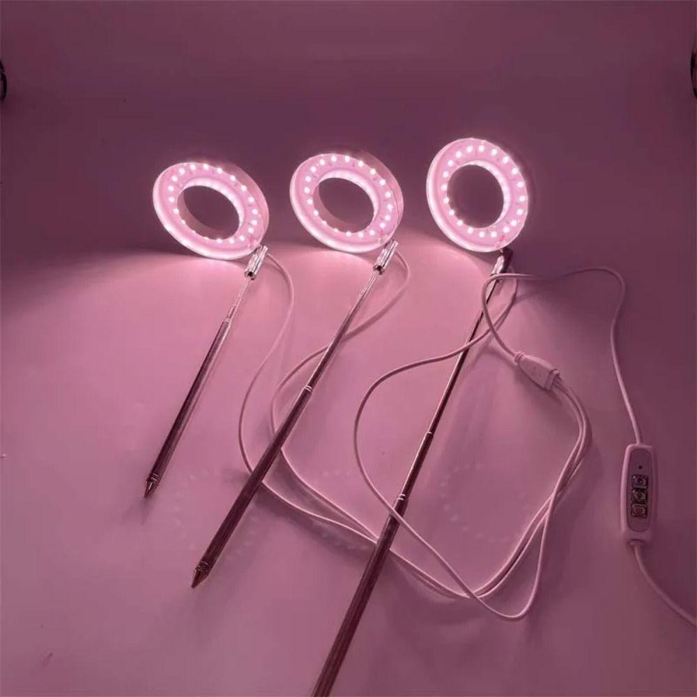 Adjustable Height LED Plant Grow Light 1/2/3/4 Head Ceiling Grow Ring Lamp  Succulent