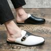 Fashion Designer Luxury Casual Moccasins Sandals Men Anti-slip Brand Half Shoes Loafers Leather Slippers Breathable Mules Fashion Slides