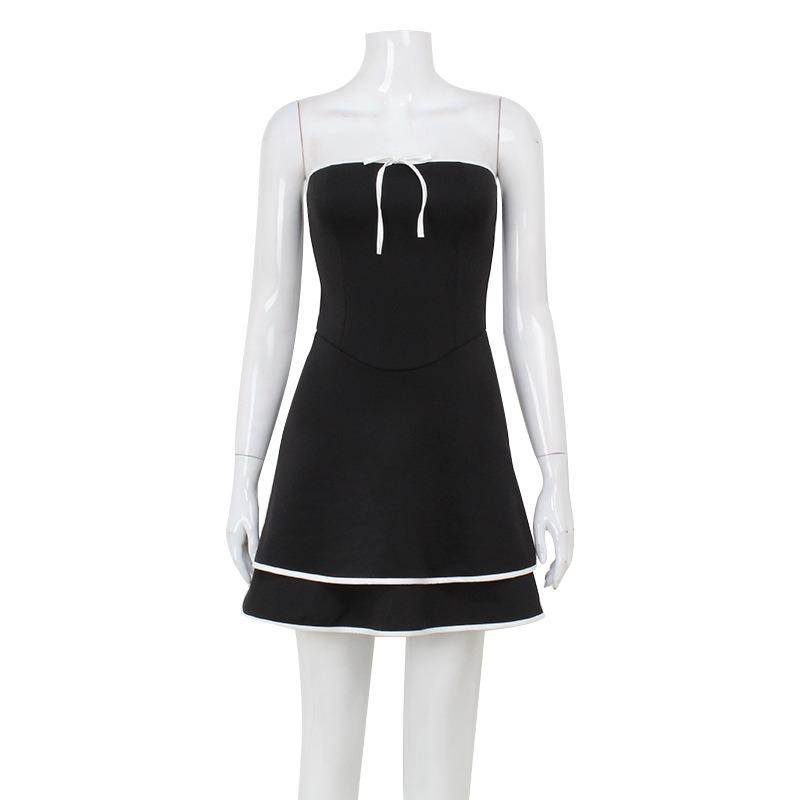 Женское летнее модное темпераментное короткое платье без рукавов с бантом и бретелькой через шею