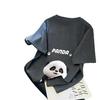 Женская футболка свободного кроя с рисунком панды белого цвета и круглым вырезом, коллекция лето 2024 г.