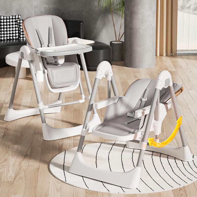Multifunctional Baby High Chair (0-6 Years): Foldable, Convertible To Rocker, Recline & Sit Positions for Dining & Rest.