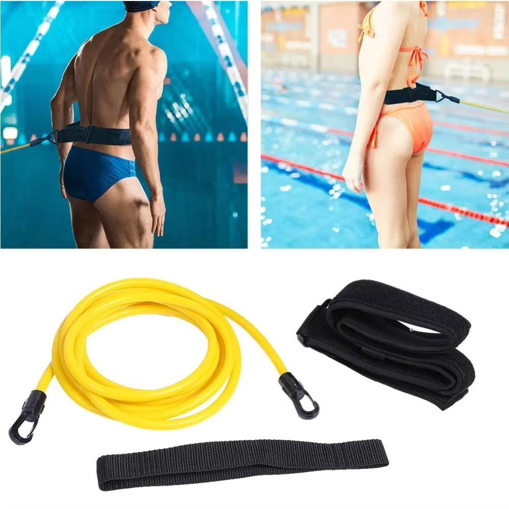 Latex Tubes Swimming Bungee Exerciser 4M Safety Training Band Swim Training Resistance Belt  Adult