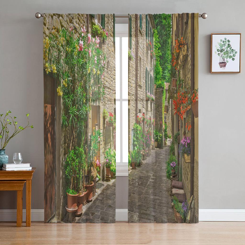 Садовые итальянские арочные архитектурные цветы, уличные тюлевые шторы для гостиной, шифоновая прозрачная вуаль, занавеска для кухни, спальни