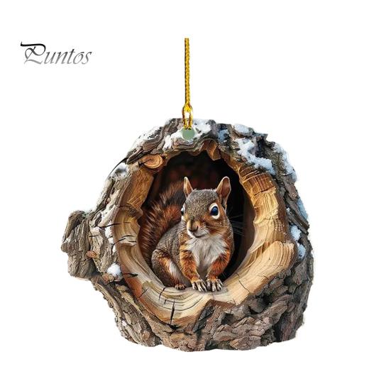 Рождественский орнамент в виде животного, 2D акриловый кулон, украшение в виде лесного животного, деревенский овальный дизайн, сезонный декор для рождественской елки, сувениры на память о дикой природе