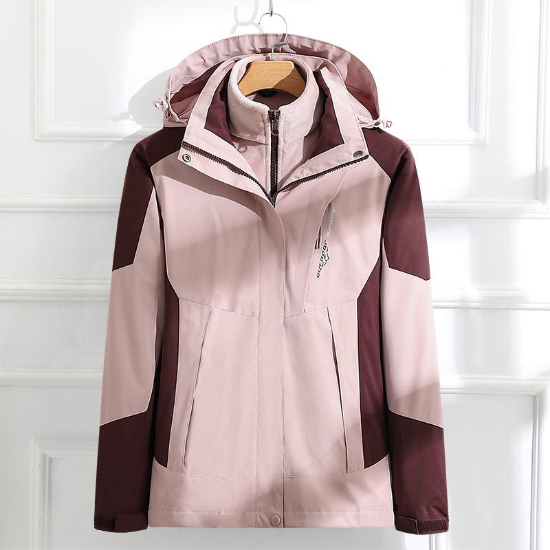 Куртка Три-в-одном Съемный Комплект из двух предметов Женская Одежда для альпинизма на открытом воздухе Ветрозащитная и водонепроницаемая Осень и зима Скрытая куртка