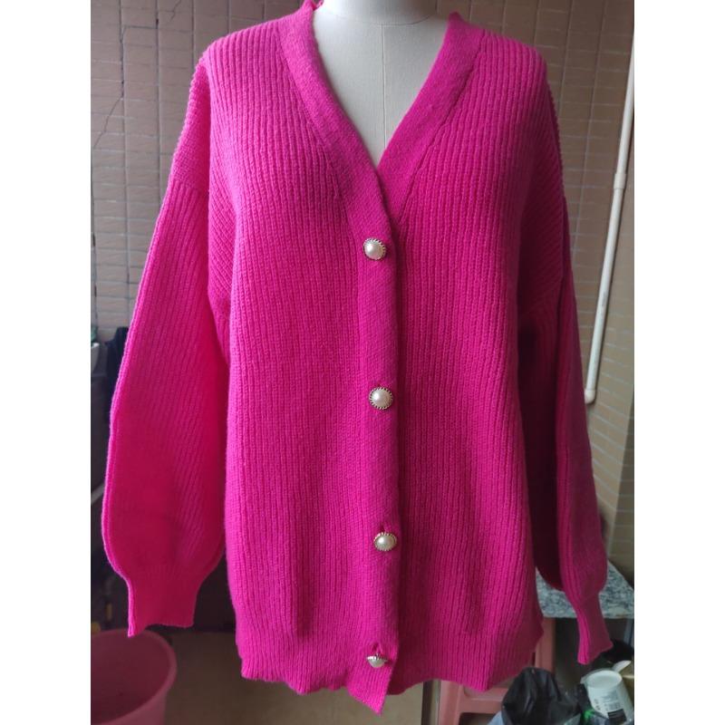 Plus Size V-neck Knitted Cardigan Women's Autumn Temperament Sweater Jacket