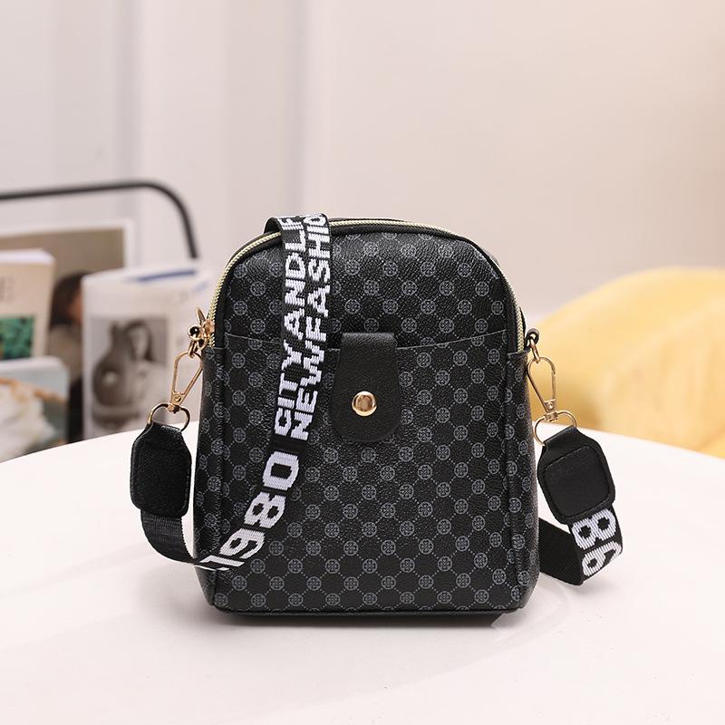 Women's Bag New Pattern Ribbon Crossbody Double-layer Small Square Bag Casual Mobile Phone Bag Printed Small Bag