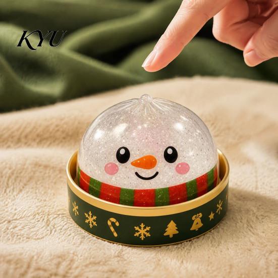 Holiday Desktop Decorations Christmas Bun Squeeze Toy with Steamer, Soft Sensory Fidget Toy, Cute Slow Rebound Fidgets Rising TPR Glitter, Desk Decor