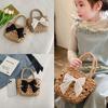 Woven Girls Summer Handbag With Butterfly Bow And Light Material For Daily