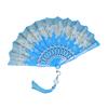 Bronzing Butterflies Folding Fan with Elegant Tassel Hollow Ribs Catwalks Dance Performance Photo Props Portable Summer Hand Held Fan