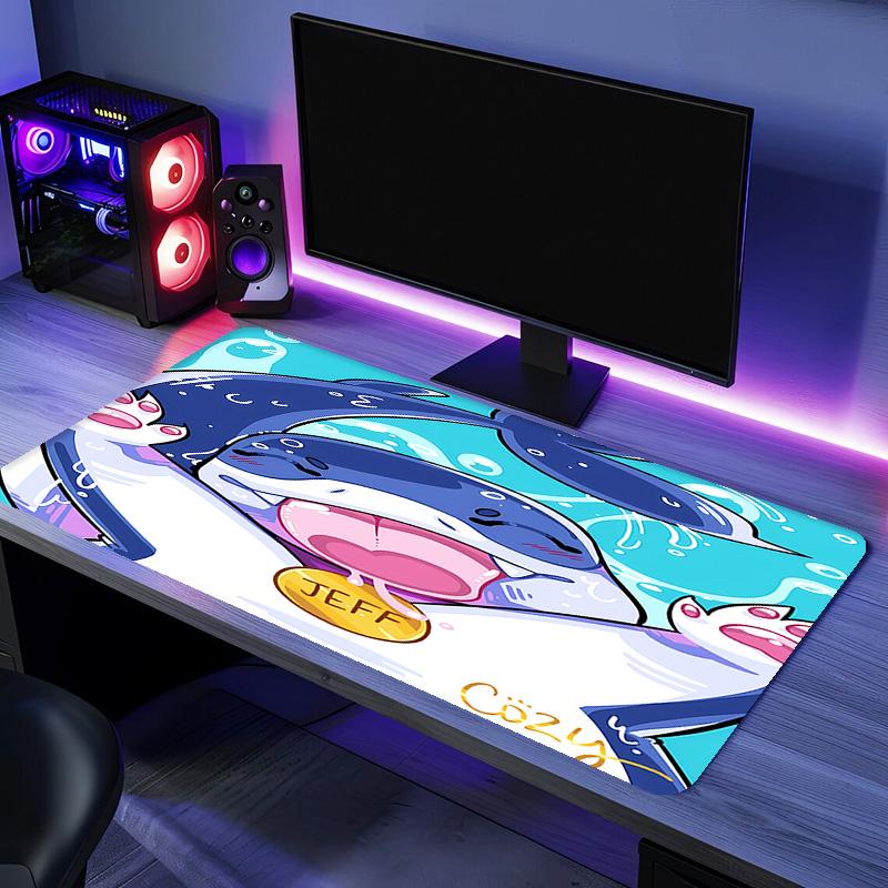 Jeff the Land Shark Mouse Pad - Non-Slip Rubber Base, Smooth Surface for Work,Gaming,Office,And Home Use, Desk Mouse Pad