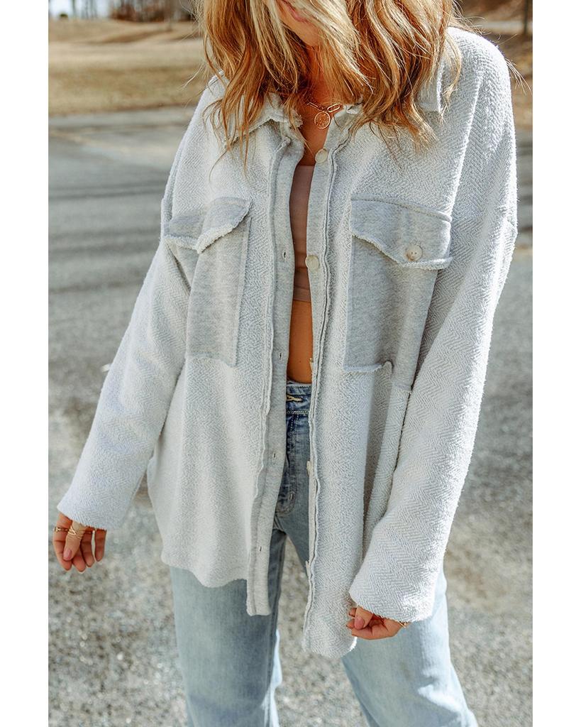 Azura Exchange Свободная серая куртка с карманами-клапанами